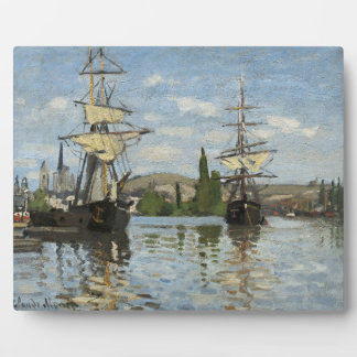 Plaque Photo Claude Monet Ships on the Seine River Travel Art