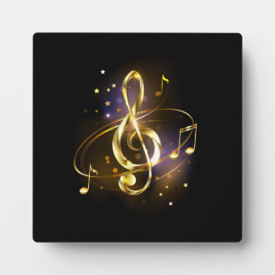 Plaque Photo Clé de Sol Musicale en Or