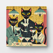 Plaque Photo Club Martini Cat Noir Futuriste Rétro (Devant)