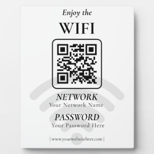 Plaque Photo Code QR de réseau Wifi personnalisé simple mot de