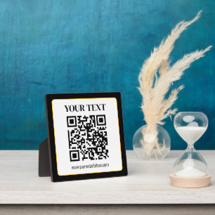 Plaque Photo Code QR d'entreprise avec texte en haut et en bas,