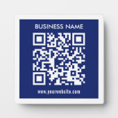 Plaque Photo Code QR (généré instantanément) modifiable | Bleu (Devant)