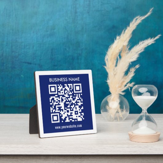 Plaque Photo Code QR (généré instantanément) modifiable | Bleu (Insitu)