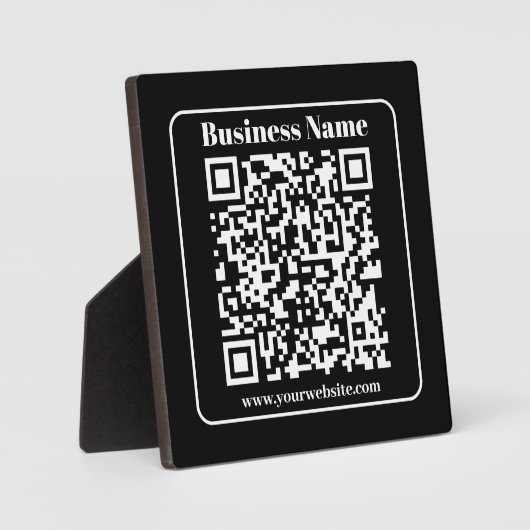 Plaque Photo Code QR modifiable noir et blanc style moderne rét (Recto)