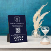 Plaque Photo Code QR Navy | Affichage des avis Google Business (Côté)