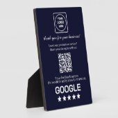 Plaque Photo Code QR Navy | Affichage des avis Google Business (Côté)