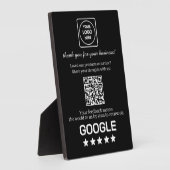 Plaque Photo Code QR noir | Affichage des avis Google My Busine (Côté)