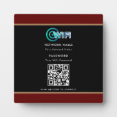 Plaque Photo Code QR personnalisé Mot de passe réseau Wifi Noir (Devant)
