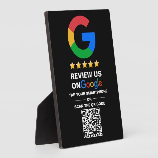 Plaque Photo Code Qr personnalisé simple Google Review Black (Côté)