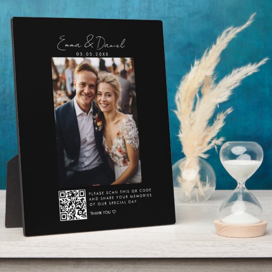 Plaque Photo Code QR photo Mariage Noir (Côté)
