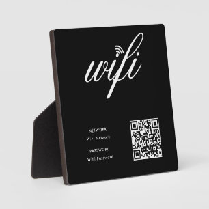 Plaque Photo Code QR réseau Wifi personnalisé noir