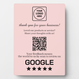 Plaque Photo Code QR rose Affichage de la note de l'entrepris