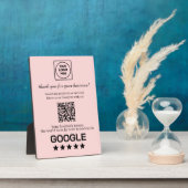 Plaque Photo Code QR rose | Affichage de la note de l'entrepris (Côté)
