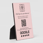 Plaque Photo Code QR rose | Affichage de la note de l'entrepris (Côté)