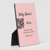 Plaque Photo Code QR simple pour baby shower avec nom et texte (Côté)