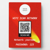 Plaque Photo Code QR Wifi Gratuit Orange Cuir Projecteur (Devant)