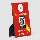 Plaque Photo Code QR Wifi Gratuit Orange Cuir Projecteur (Côté)