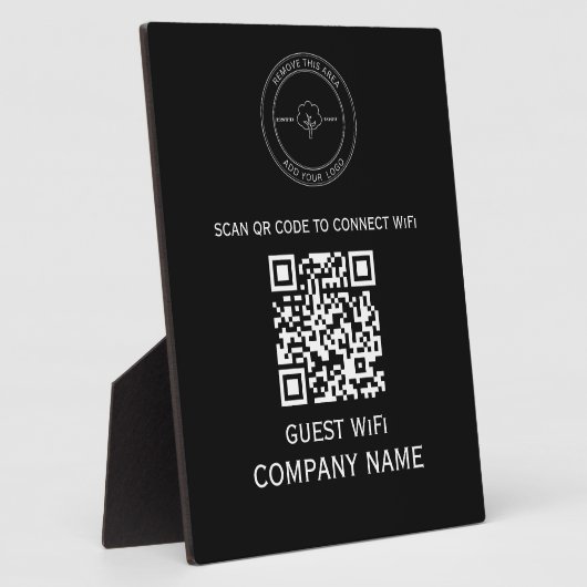 Plaque Photo Code QR Wifi Mot de passe et nom de réseau Blanc (Côté)