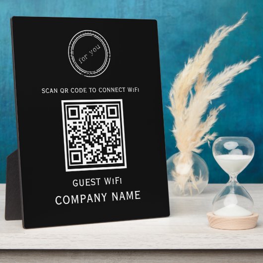 Plaque Photo Code QR Wifi Mot de passe et nom réseau Noir (Côté)