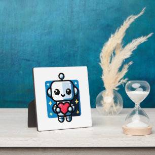 Plaque Photo Coeur de tenue de robot mignon - Amour adorable et