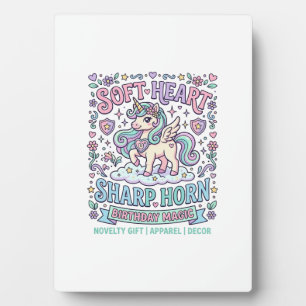 Plaque Photo Cœur doux de licorne Corne pointue Typographie gra