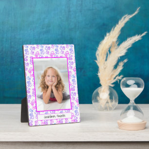 Plaque Photo Cœur Relié Bleu Rose Violet Bordure Photo Personna