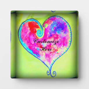 Plaque Photo Coeur tourbillonnant rose customisé