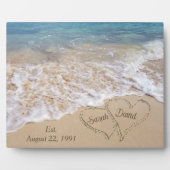 Plaque Photo Cœurs de plage d'anniversaire avec des noms (Devant)