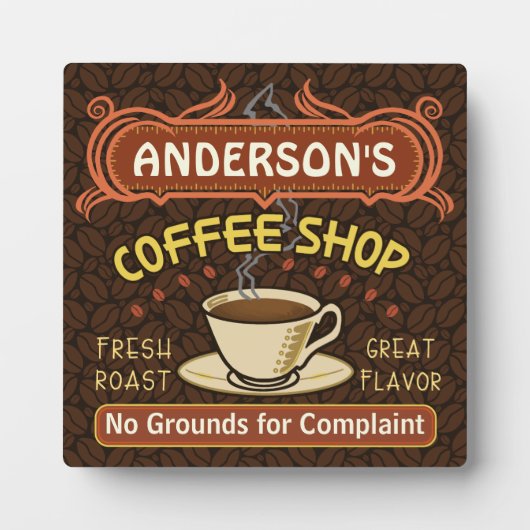 Plaque Photo Coffee shop with Mug Create Your Own Personalized (Devant)