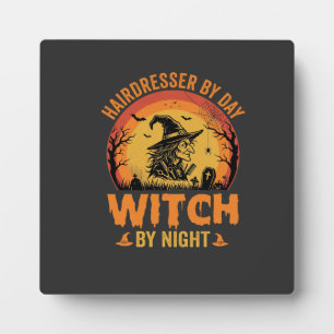 Plaque Photo Coiffeur le jour sorcière la nuit Design Halloween