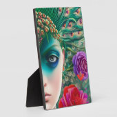 Plaque Photo Coiffure pour femme beauté Turquoise plumes (Côté)