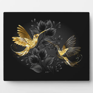 Plaque Photo Colibri noir et or
