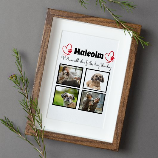 Plaque Photo Collage de chien - customisé 4 photo
