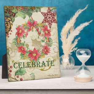 Plaque Photo Collage de flocon de neige de paix de cône de pin