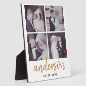 Plaque Photo Collage de mariage 4 photos avec nom manuscrit (Côté)