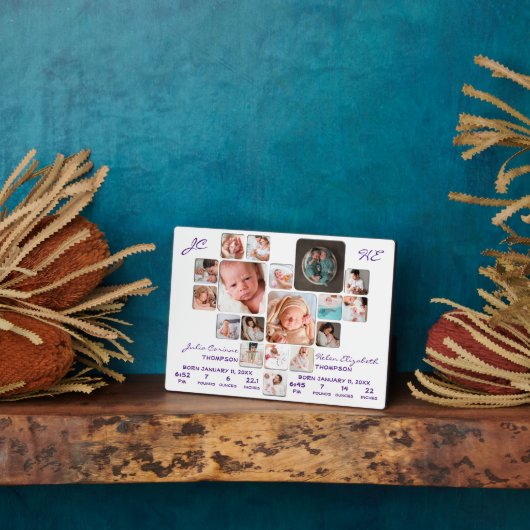 Plaque Photo Collage de photos BiStats avec monogramme pour nou (Côté)