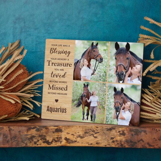 Plaque Photo Collage de photos commémoratives du cheval (Côté)