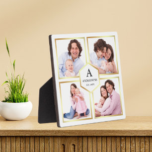 Plaque Photo Collage de photos de famille de 4 images en blanc 