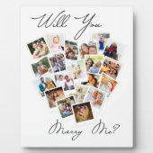 Plaque Photo Collage de photos du coeur Vous me marierez Script (Devant)