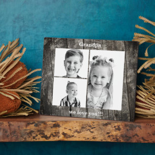 Plaque Photo Collage de photos en bois foncé Grand-père On t'ai