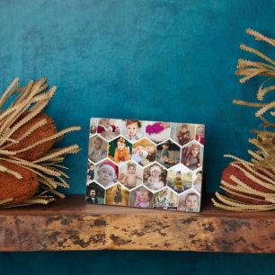 Plaque Photo Collage de photos en hexagone