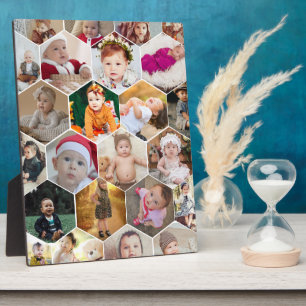 Plaque Photo Collage de photos en hexagone