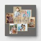Plaque Photo Collage de photos familiales Bordure de bois gris (Devant)