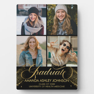 Plaque Photo Collage de photos noir Black Gold Graduate
