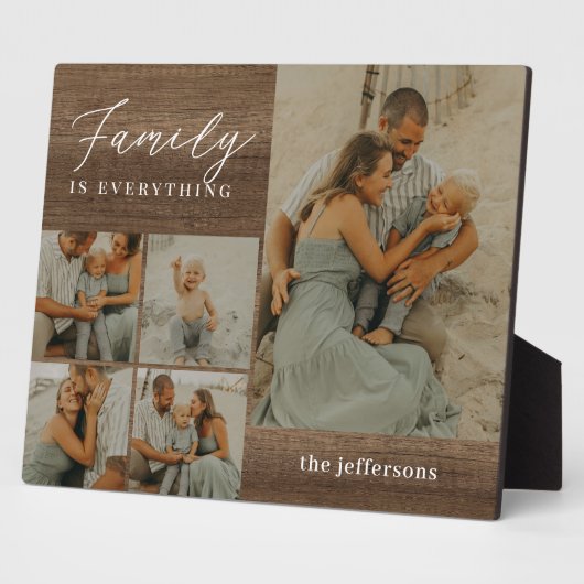 Plaque Photo Collage familial Rustique moderne Photo de bureau (Côté)