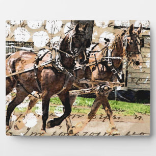 Plaque Photo Collage multimédia mixte de l'équipe de deux cheva