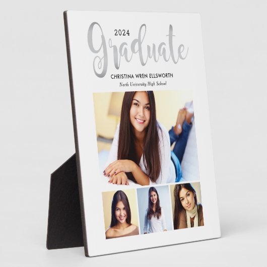 Plaque Photo Collage photo 2025 Graduate Silver Script 4 (Côté)
