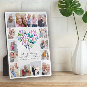 Plaque Photo Collage photo cœur papillon en souvenir affectueux