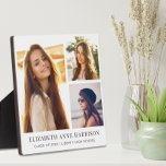 Plaque Photo Collage photo de la 3e année<br><div class="desc">Une plaque photographique élégante pour célébrer le diplômé avec un collage de trois photos et son nom,  l'année de classe et l'école en typographie moderne.</div>