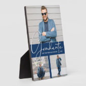 Plaque Photo Collage photo de la Graduation moderne Marine Blue (Côté)